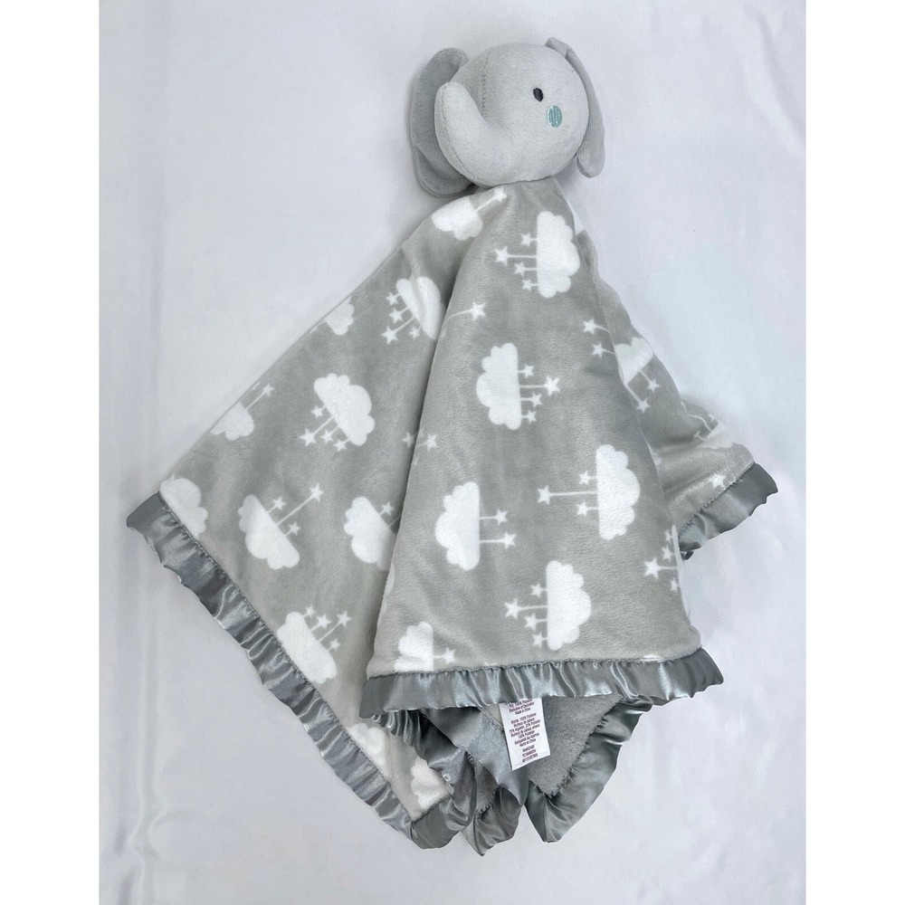 Parent's Choice Gray Elephant Clouds Lovey Blanket 24"x 24"